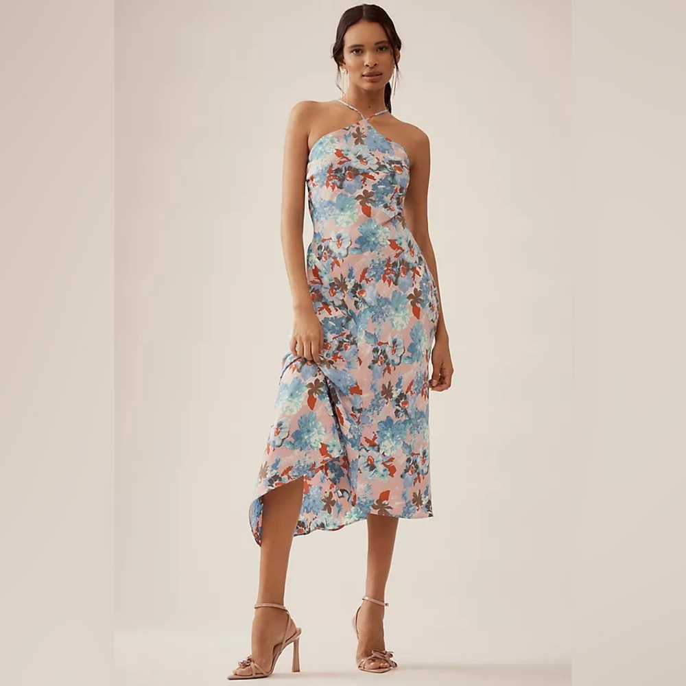 Floral Halter Slip Midi Dress